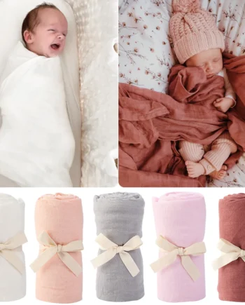 Solid Bamboo Cotton Baby Receiving Blanket Infant Kids Swaddle Wrap Bath Sleeping Warm Quilt Bed Cover Muslin Boy Girl Blankets