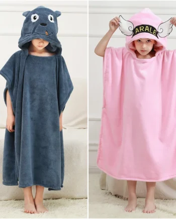 Baby Bath Towels Kids Poncho Towel Baby Shower Robe Children Bathrobe Infant Wearable Towel Bathroom Boy Girls Hooded Cape Cloak