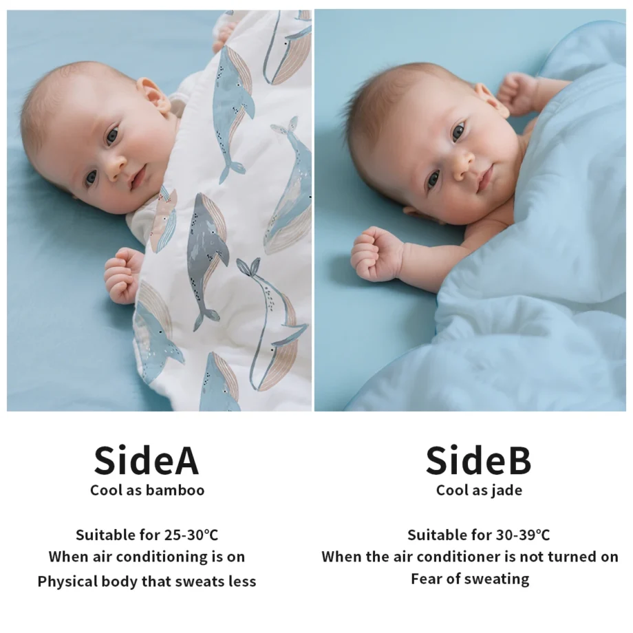 Kangobaby #My Soft Life# All Season Double Side Use Baby Cotton Padded Blanket Breathable Newborn Quilt Size 110x150cm