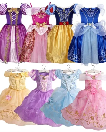 Summer Princess Costume Party Fancy Flower Vestido New 2025 Christmas Birthday Carnival Dress Up Rapunzal Belle Disguise Frock