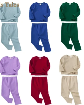 Children Boys Girl Solid Loungewear Kids Pajamas Clothes Set Baby Gilrs Boys Hight Elasticity Breathable Sleepwear Set For 9M-9T