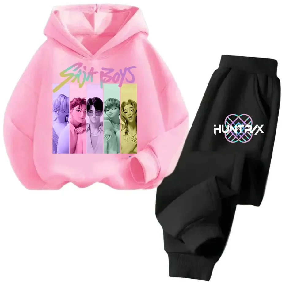 2025 movie korean style Sets Children Hoodies Kpop Demon Hunters Pullover Sweatshirt Trucksuit Cartoon Girls Boy Kids Clothes