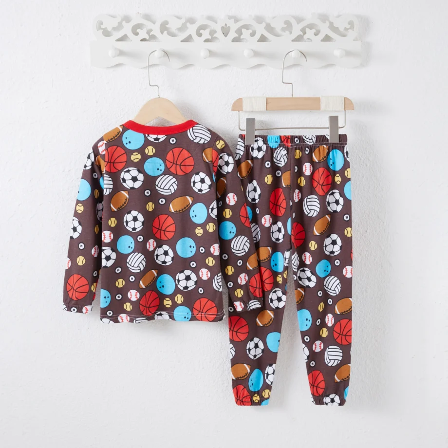 4 Seasons Kids Cotton Loungewear Set Cartoon Full Print Long Sleeve Pajamas Playwear Daywear for Boys Girls 1-8 Years Old
