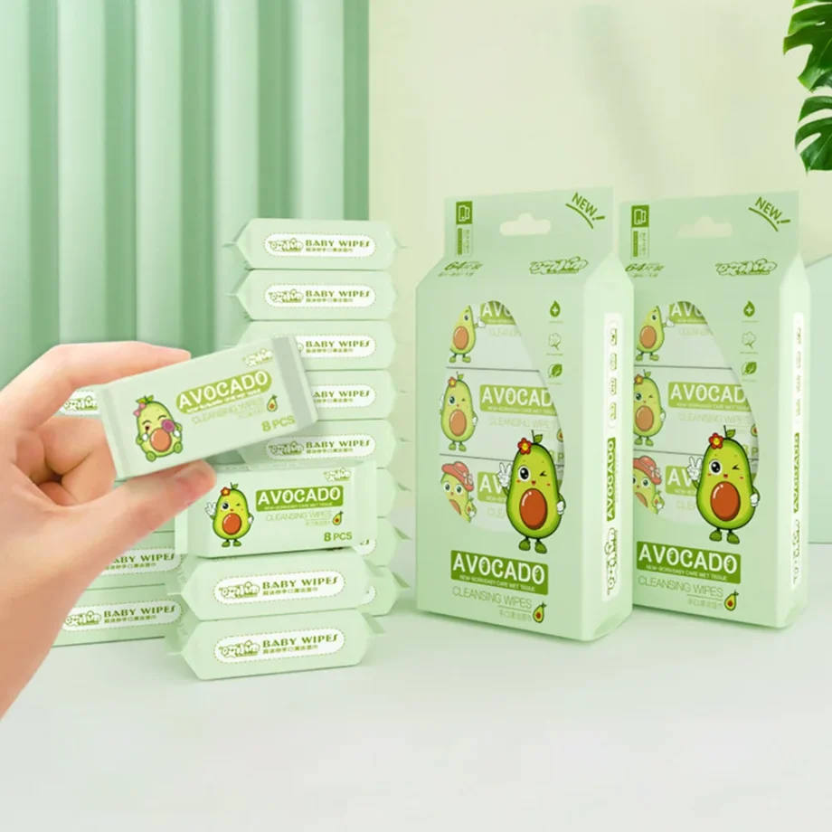 Cute Soft Baby Wet Wipes Hand Mouth Cleaning Disposable Baby Gentle Wipes Large Pack High Quality Mini Portable Wipes Babies