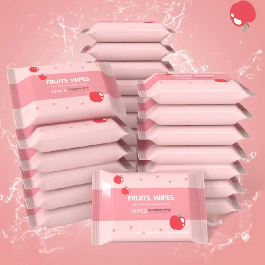 10Pcs/Pack Baby Wet Wipes Baby Hand and Mouth Cleaning Portable Water Tissue Extractable Ten Disposable Wet Wipes for Babies