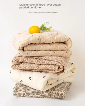 Baby Cover Quilt Baby Lovely Print Small Cotton Quilt Newborn Holding Blanket with Cotton Wrapping Warm Bedding