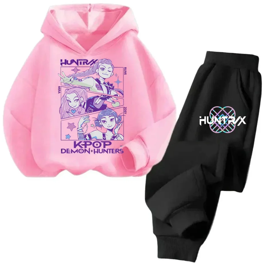 2025 movie korean style Sets Children Hoodies Kpop Demon Hunters Pullover Sweatshirt Trucksuit Cartoon Girls Boy Kids Clothes