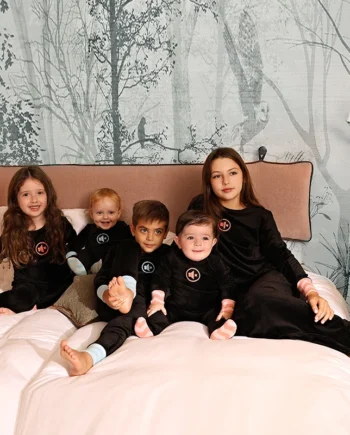 Family clothes matching boy and girls 2pcs pajamas teen girls nightgown girls dress baby romper puff print contrast sleeve cuffs
