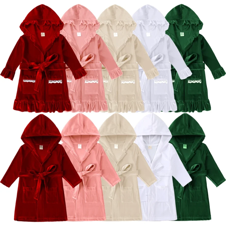 2025 Infant Christmas Pajamas Sets Baby Velvet Thick Matching Family Pjs Children Boy Girl Dress Xmas Robe Kid Loungewear＋Pants