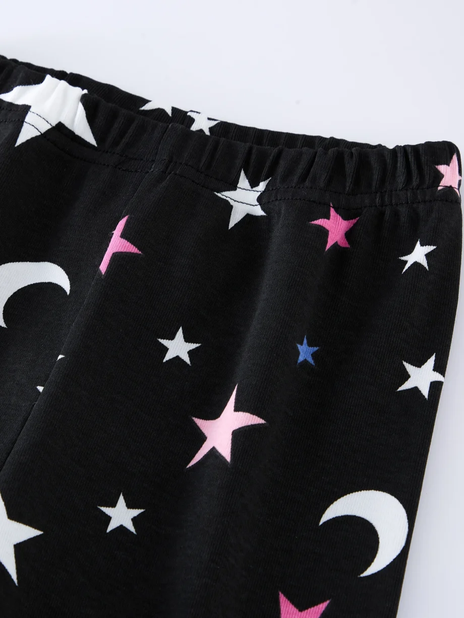 Girls' Nightwear Set - Space Theme Cotton Pajamas Breathable & Comfortable 2-8 Years Kids Loungewear 100% Cotton Kids Sleepwear