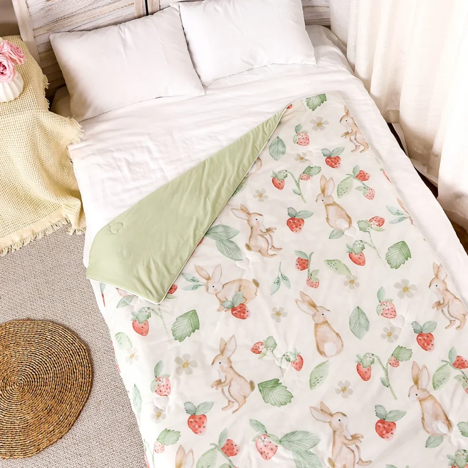 Kangobaby #My Soft Life# All Season Double Side Use Baby Cotton Padded Blanket Breathable Newborn Quilt Size 110x150cm