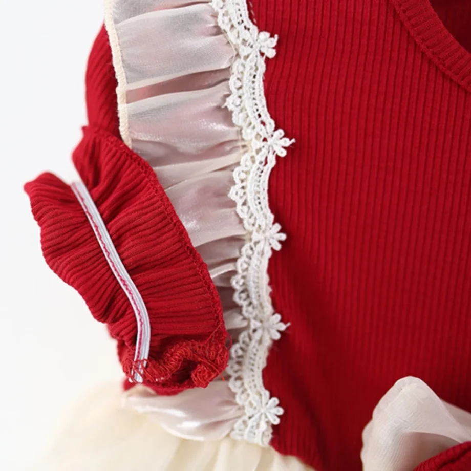 Baby Girl Dress Summer Cotton Knitted Bow Ruffled Bubble Sleeve Baby Dresses Sweet Casual Beach Princess Style Baby Girl Clothes