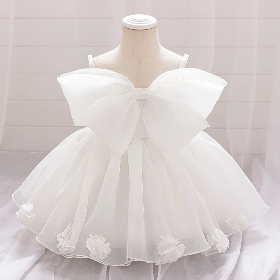 Baby girl pink sweet dress with big bow design young girl dress fashionable and textured girl's clothing suitable for parties
