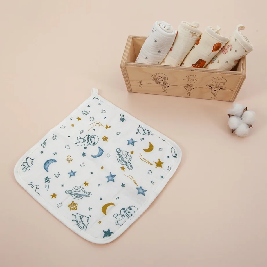 2Pcs/Set Baby Wash Towel 25*25Cm Newborn Blanket For Girls Boys Wash Face Handkerchief Reusable Soft Cotton Gauze Saliva Towel