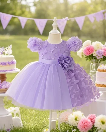 Baby girl purple butterfly dress romantic girl cute floral sweet holiday dress, perfect for summer outings charming butterfly