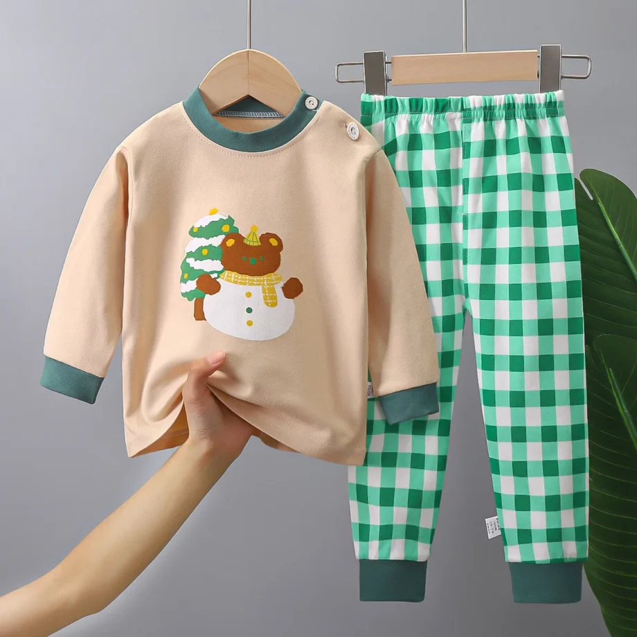 Girls Boys Pajama Sets Quality children's Loungewear Round Neck Design Baby Girl Boy 1-8 Years Old Casual Clothing Long Sleeve