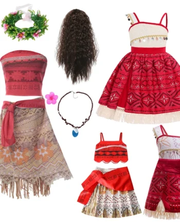 Girls Outfit Cosplay Children's Costume Party Princess Dress Summer Casual Beach Dress Necklace Wig Set Party Dresses For Girls
