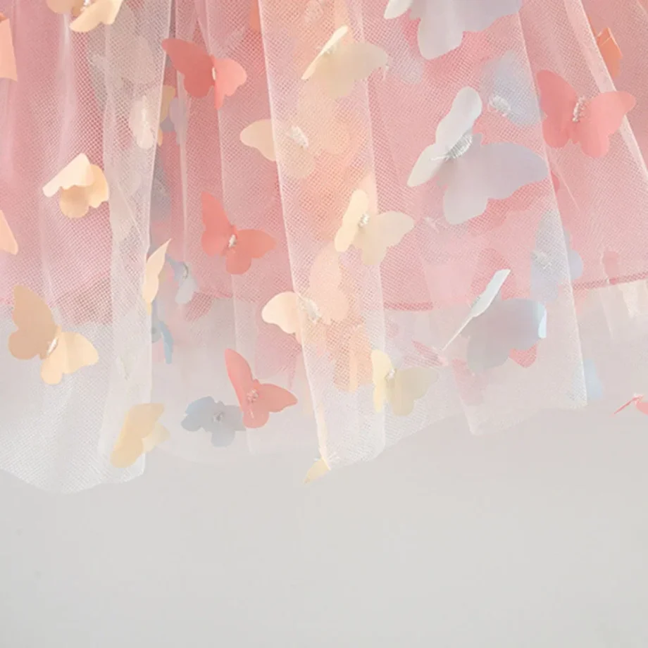 New Summer Baby Girl Dress Halter Butterfly Back Wings Fantasy Princess Dress Sweet Birthday Party Team Dress