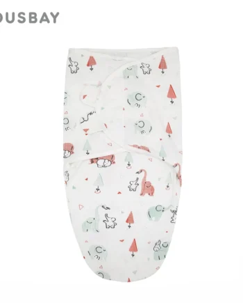 Newborn Baby Sleeping Bag Summer Thin Baby Swaddle Wrapping Cartoon Elephant Sleepsack 0-6 Months Girls Boys Blanket 0.5 TOG