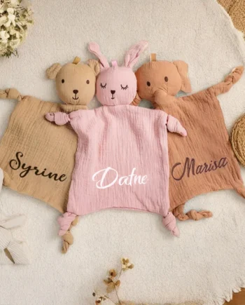 Personalized Baby Name Blanket Muslin Baby Cotton Comforter Blanket For Newborn Accessories Baby Doll To Sleep Baby Rattles Gift