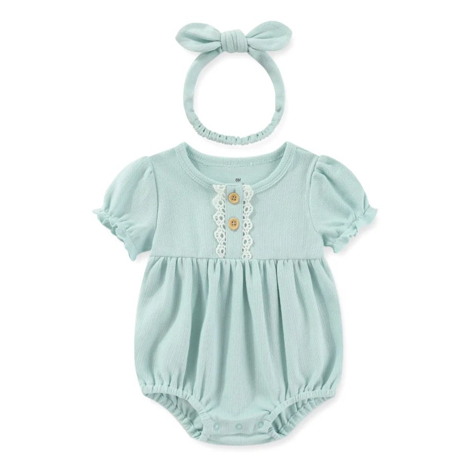 Fashion Cute Short/Long Baby Girls Bodysuit +Hats（Headband） 3-24Months Sweet Cute Newborn Girl clothing sets