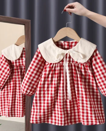 Spring fall toddler kids Girls' Clothes baby Bow Long sleeved Dresses costume for children Girl clothing outer Wear Casual Dress