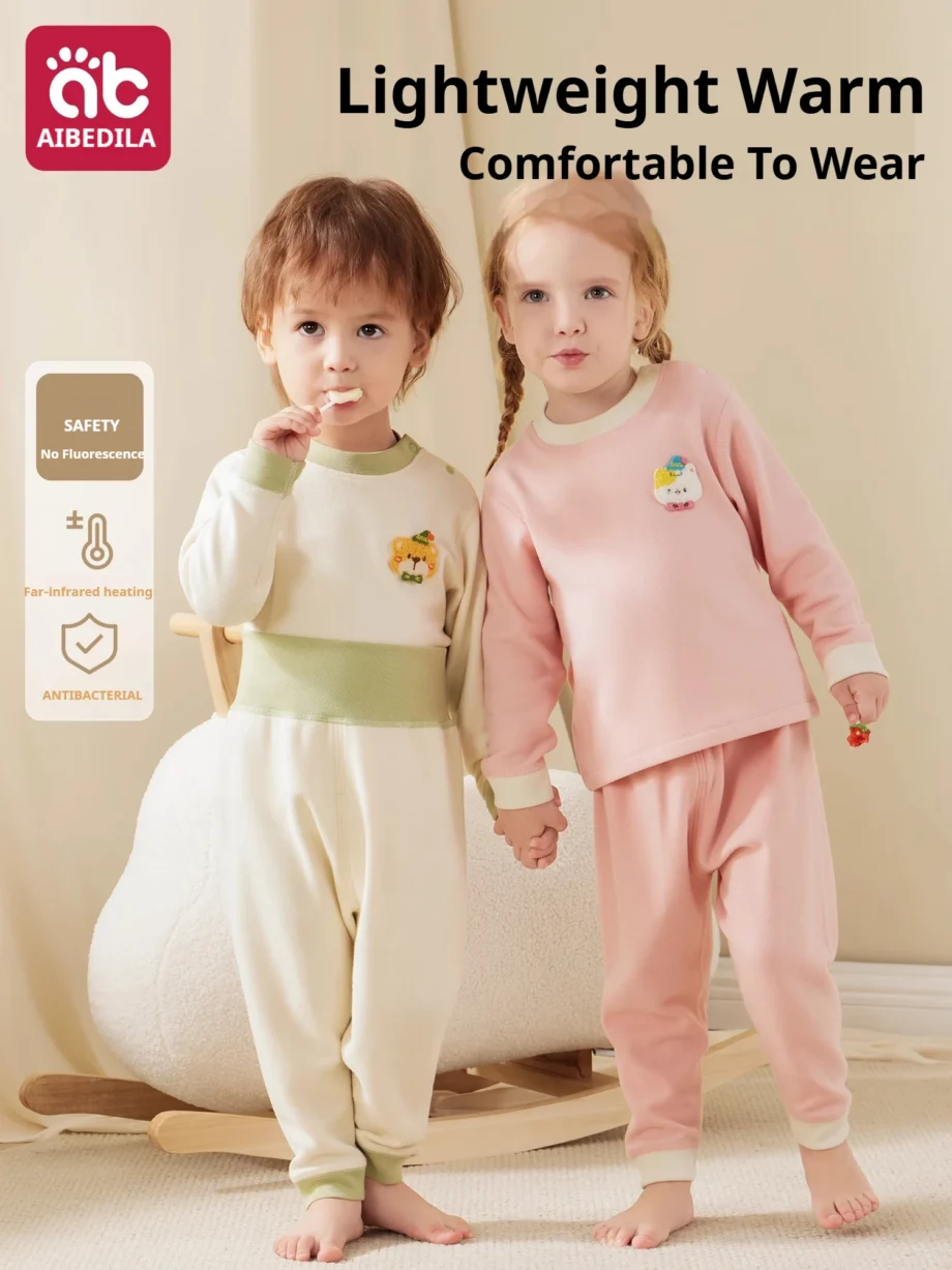 AIBEDILA Toddler Pajamas Set Antibacterial Soft Warm Long Sleeve Snug-Fit Girls' Pajama Kids Sleepwear 12M-5T Boys' Clothing