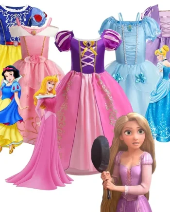 Girls Princess Dress Kids Disney Cosplay Cinderella Snow White Aurora Rapunzel Halloween Costume Children Birthday Party Dresses
