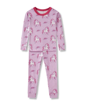Unicorn Pajamas Set for Girls 2-8Y 100Cotton Long Sleeve Sleepwear Pink Kids Loungewear All-Season Air Conditioning Home Clothes