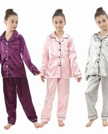 teenager loungewear children home clothing kids pajamas set girls silk satin pijama boys sleepwear baby nightgowns for 3-13Y