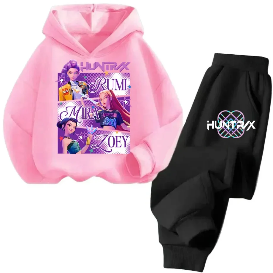 2025 movie korean style Sets Children Hoodies Kpop Demon Hunters Pullover Sweatshirt Trucksuit Cartoon Girls Boy Kids Clothes