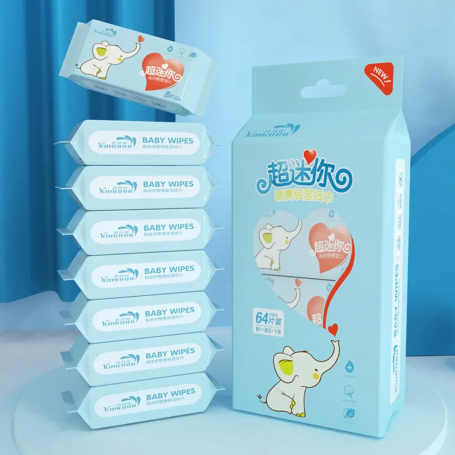 Cute Soft Baby Wet Wipes Hand Mouth Cleaning Disposable Baby Gentle Wipes Large Pack High Quality Mini Portable Wipes Babies