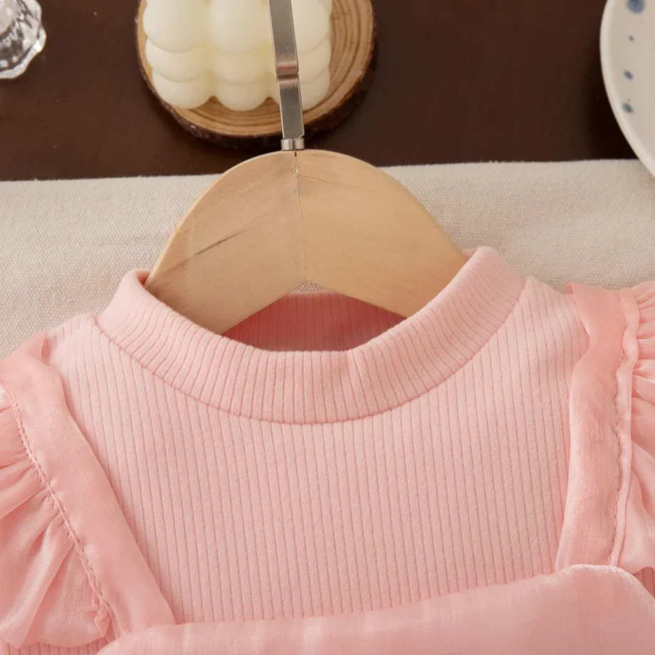 Baby Girl Dress Spring/Fall Bow-Tie Tulle Long-Sleeve Dress Adorable Princess Baby Dress