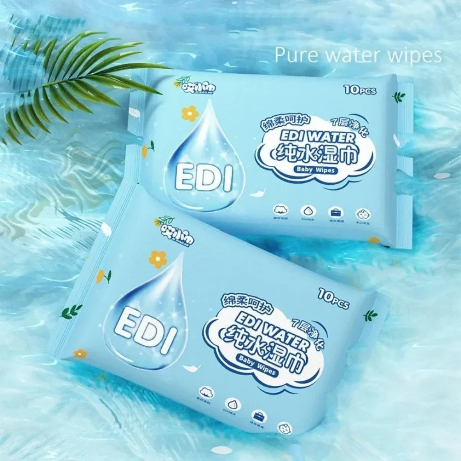 10Pcs/Pack Baby Wet Wipes Baby Hand and Mouth Cleaning Portable Water Tissue Extractable Ten Disposable Wet Wipes for Babies