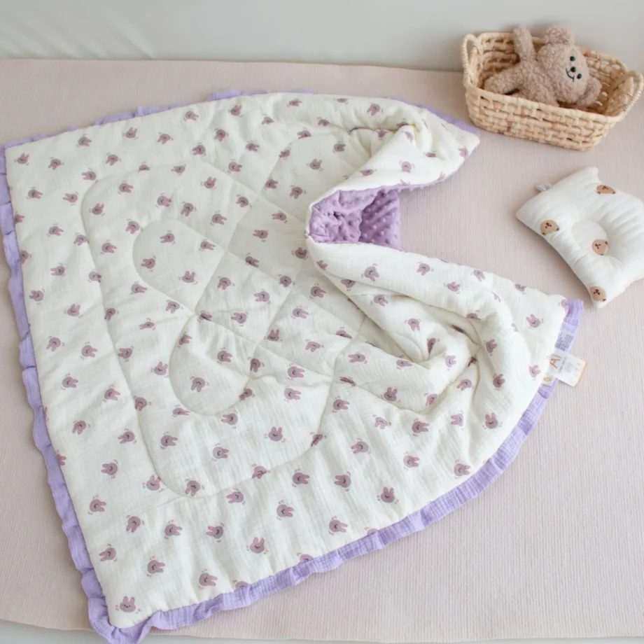 Baby Quilt Cartoon Bear Bunny Newborn Nap Quilts Soft Cotton Infant Blanket Spring Fall Winter Swaddle Wrapped Bedding 100*100CM