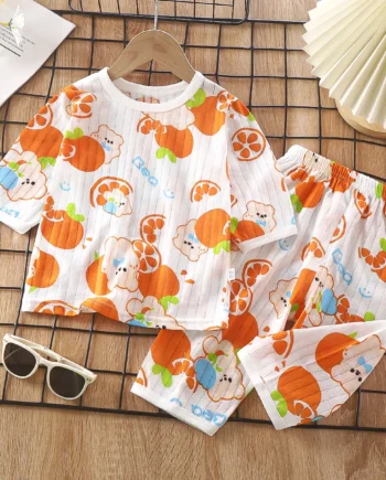 Sets for Children Loungewear Long Sleeve Pajamas for Children Cute Deisgn Lightweight and Comfortable Fabric Sleepwear Outfit