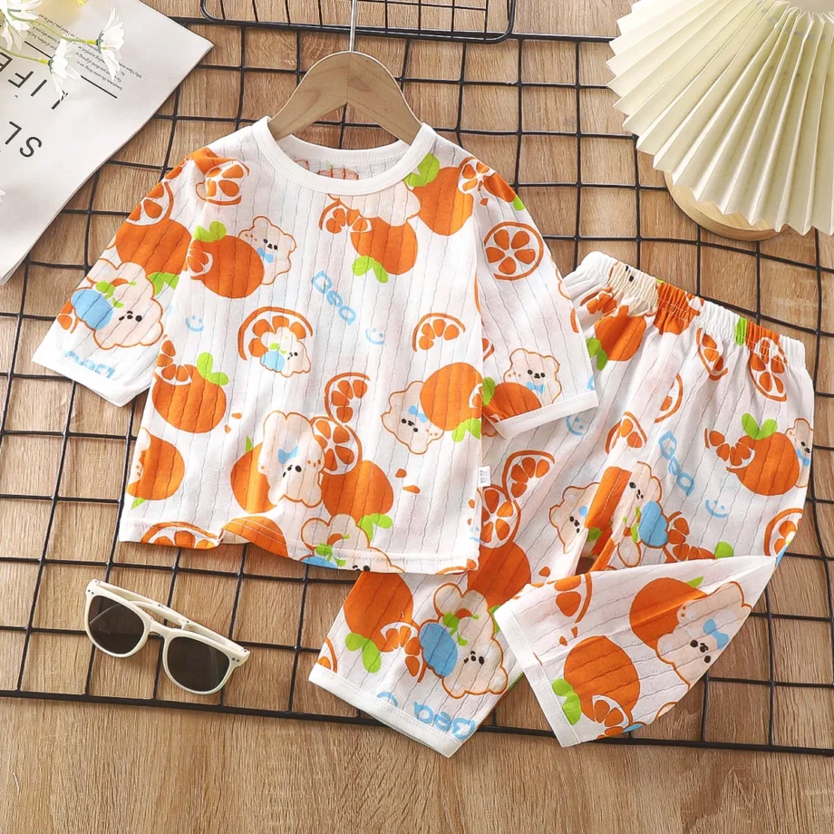 Sets for Children Loungewear Long Sleeve Pajamas for Children Cute Deisgn Lightweight and Comfortable Fabric Sleepwear Outfit