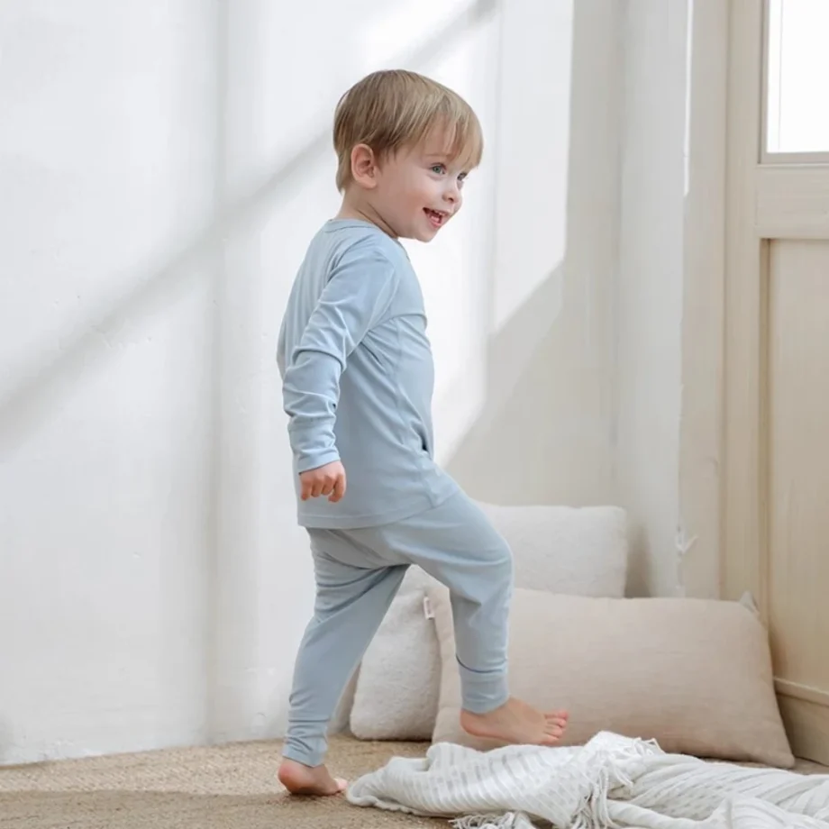 2025 Kids Pajamas Sets Bamboo Fiber Clothes Hight Elasticity Breathable Sleepwear Set For 1-7T Boy Girl Loungewear Suit