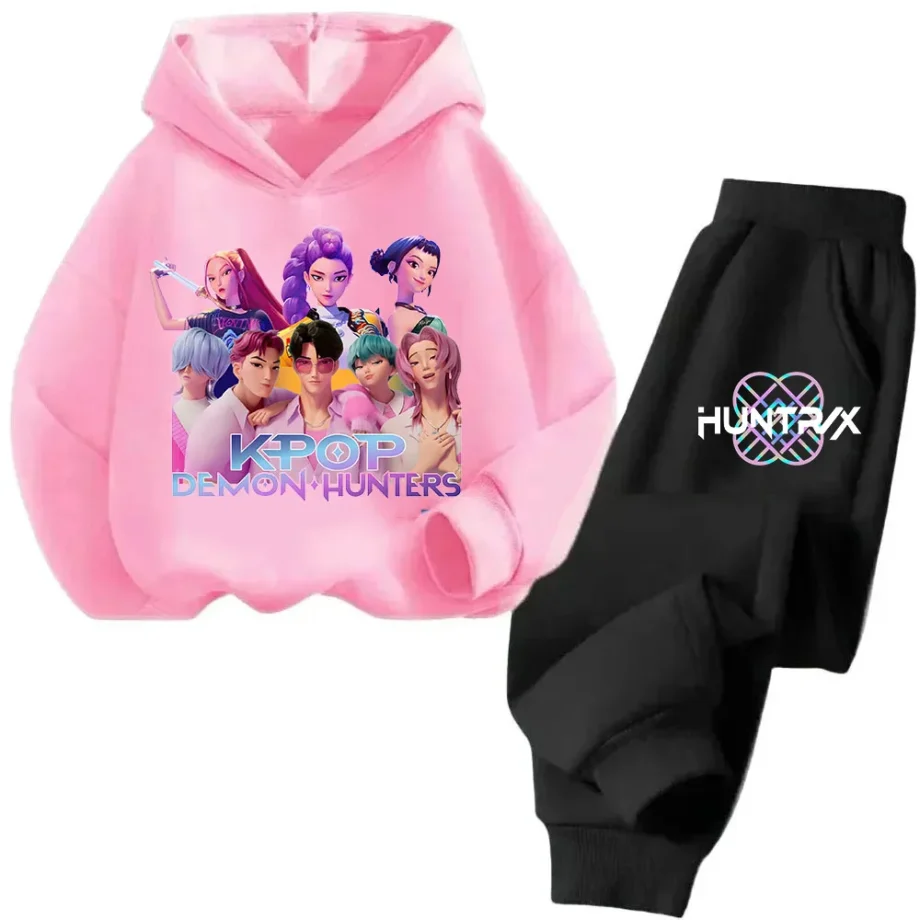 2025 movie korean style Sets Children Hoodies Kpop Demon Hunters Pullover Sweatshirt Trucksuit Cartoon Girls Boy Kids Clothes