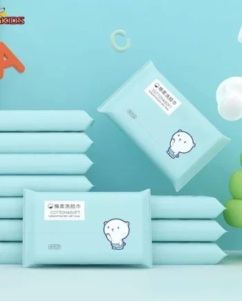 16pcs/bag Soft Face Wet Wipes Thickened Kids Pearl Pattern Disposable Face Towel Children's Hand and Mouth Hygiene Wet Wipe