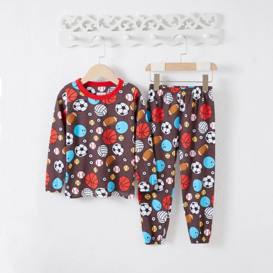 4 Seasons Kids Cotton Loungewear Set Cartoon Full Print Long Sleeve Pajamas Playwear Daywear for Boys Girls 1-8 Years Old