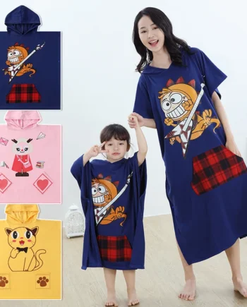 Kids Hooded Towel Cotton Absorbent Poncho Towel for Baby Shower, Children's Bathrobe, Boys Girls Wearable Swim Beach Bath Towels