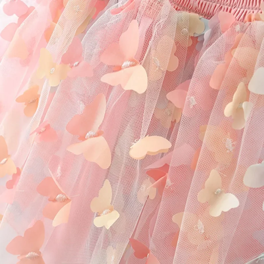 New Summer Baby Girl Dress Halter Butterfly Back Wings Fantasy Princess Dress Sweet Birthday Party Team Dress
