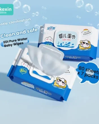 Ankexin 100% Cotton Baby Wipes for Hands & Mouth | Hypoallergenic & Gentle | Bulk Value Pack 7x80 Count (560 Wipes Total)