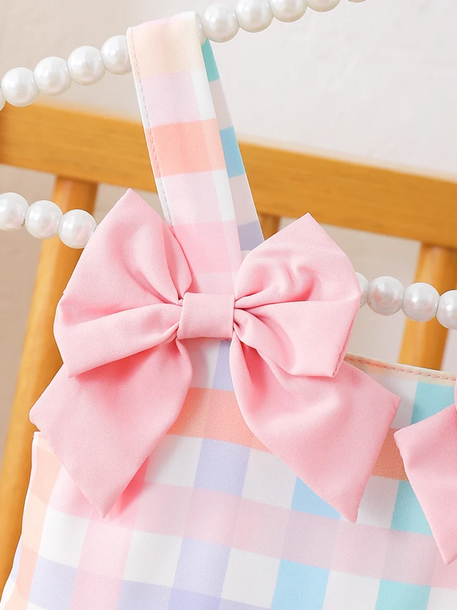 Girls Summer Butterfly Strap Plaid Cake Dress Baby Girls Clothing Checkered Skirt Dress Toddler Girls Outfit