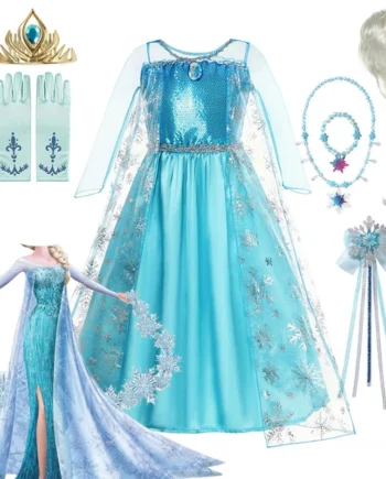 Girls Snow Queen Elsa Kids Costumes for Girl 2025 Carnival Party Prom Gown Robe-Playing Children Clothing Frozen Princess Dress