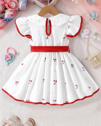 2025 Summer New Girls Infant Floral Print Dress Breathable Baby Princess Dress 0-3 Years Cool Short Sleeve Outfit