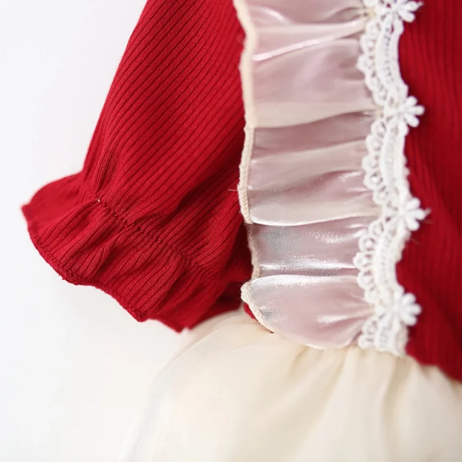 Baby Girl Dress Summer Cotton Knitted Bow Ruffled Bubble Sleeve Baby Dresses Sweet Casual Beach Princess Style Baby Girl Clothes