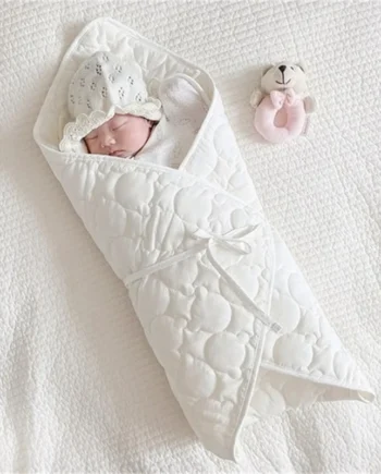 Ins Winter Thick Baby Swaddle Blanket Wrap Cotton Gauze Soft Warm Quilt Newborn Bedding Infant Comforter for Babies Accessories