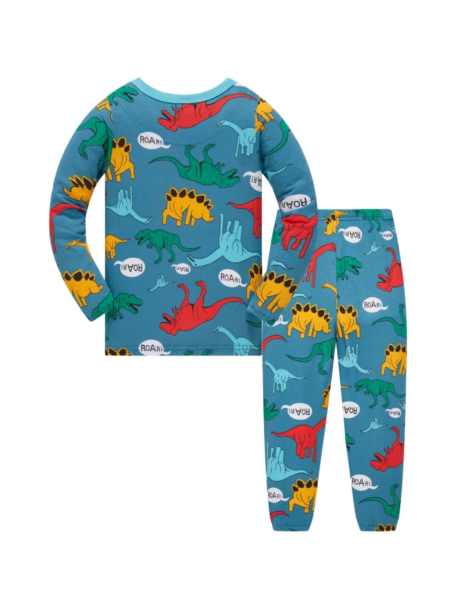 Kids Pajama Set 100% Cotton Soft Dinosaur Print Loungewear Long Sleeve Pjs Sleepwear for Toddler Boys Girls Age 1-8 Years